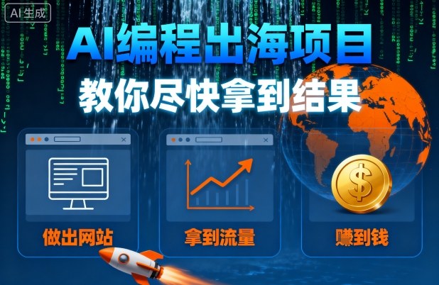AI编程出海项目，教你尽快拿到结果-做出网站、拿到流量、賺到钱-白蛇网赚