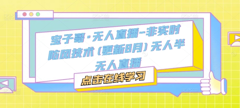宝子哥·无人直播-非实时防风技术(更新25年9月)无人半无人直播-白蛇网赚