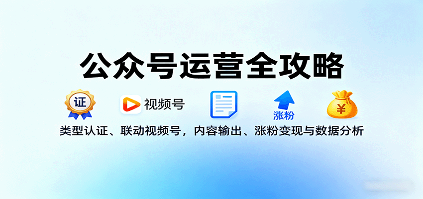 公众号运营全攻略：类型认证、联动视频号，内容输出、涨粉变现与数据分析-白蛇网赚
