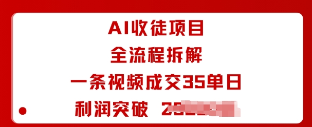 AI收徒项目全流程拆解一条视频成交35单日利润突破1k+-白蛇网赚