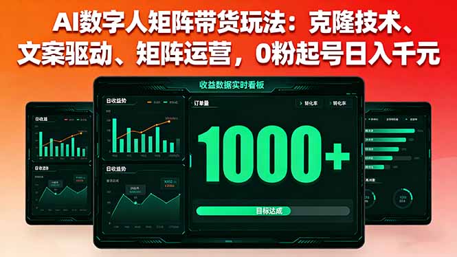 AI数字人矩阵带货玩法：克隆技术、文案驱动、矩阵运营，0粉起号日入千元-白蛇网赚