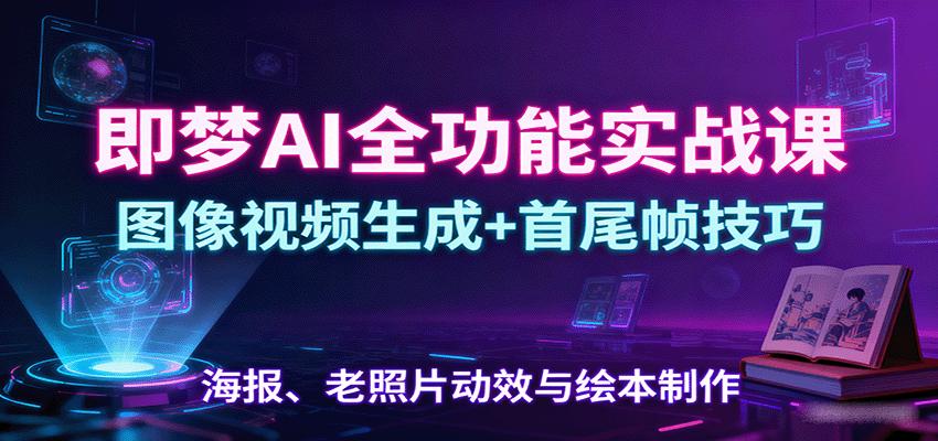 即梦AI全功能实战课：图像视频生成+首尾帧技巧，海报、老照片动效与绘本制作-白蛇网赚