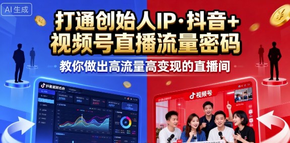 25年直播9-10两期线下课，打通创始人IP，抖音+视频号直播流量密码，教你做出高流量高变现的直播间-白蛇网赚