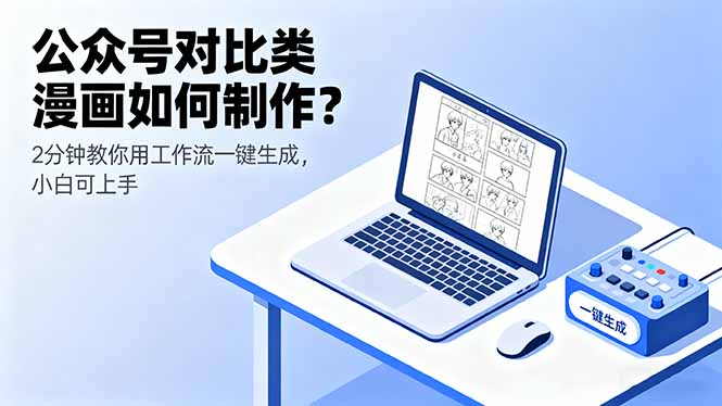 公众号对比类漫画如何制作？2分钟教你用工作流一键生成，小白可上手-白蛇网赚