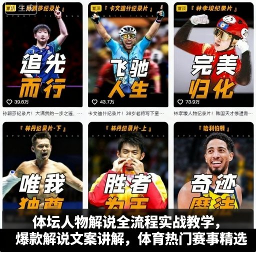 体坛人物解说全流程实战教学，爆款解说文案讲解，体育热门赛事精选-白蛇网赚