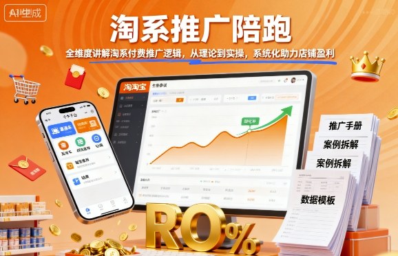 淘系推广陪跑，全维度讲解淘系付费推广逻辑，从理论到实操，系统化助力店铺盈利-白蛇网赚
