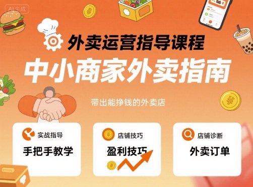 外卖运营指导课程，中小商家外卖指南，手把手带出能挣钱的外卖店-白蛇网赚