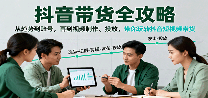 抖音带货全攻略：从趋势到账号，再到视频制作、投放，带你玩转抖音短视频带货-白蛇网赚