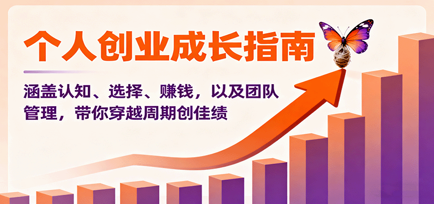 个人创业成长指南:涵盖认知、选择、赚钱,以及团队管理,带你穿越周期创佳绩-白蛇网赚