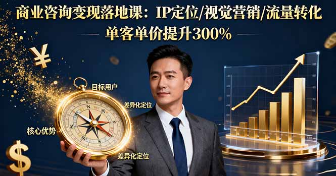 商业咨询变现落地课:IP定位/视觉营销/流量转化,单客单价提升300%-白蛇网赚