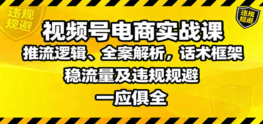 视频号电商实战课：推流逻辑、全案解析，话术框架，稳流量及违规规避等-白蛇网赚