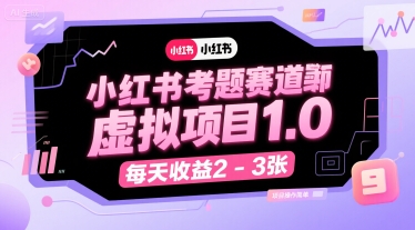 小红书考题赛道虚拟项目1.0,项目操作简单,每天收益2-3张