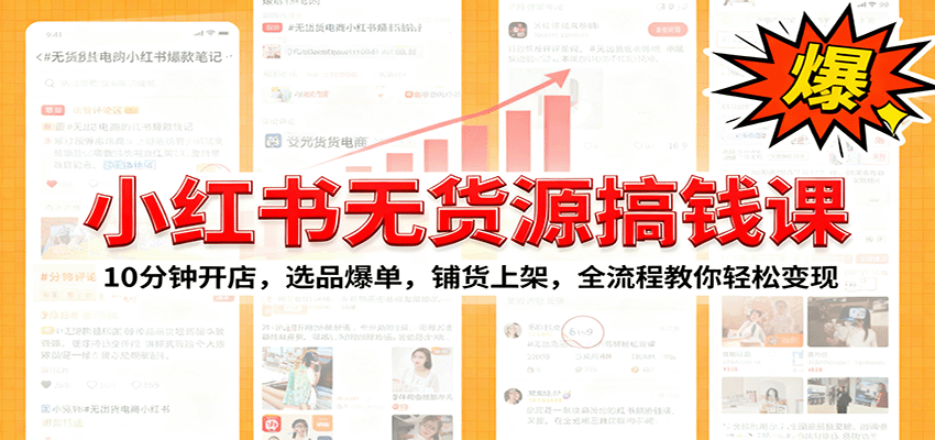 小红书无货源爆单课：10分钟开店，选品爆单，铺货上架，全流程教你轻松变现-白蛇网赚