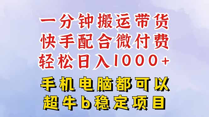 快手黑科技一分钟搬运带货，一刀不剪过原创，微付费投流玩法，轻松日入…-白蛇网赚