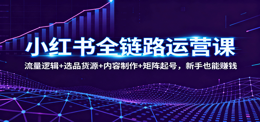 小红书全链路运营课：流量逻辑+选品货源+内容制作+矩阵起号，新手也能赚钱-白蛇网赚