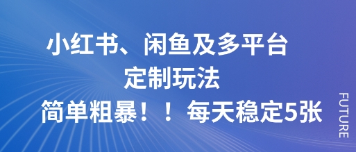 小红书、闲鱼及多平台定制玩法简单粗暴！每天稳定5张-白蛇网赚