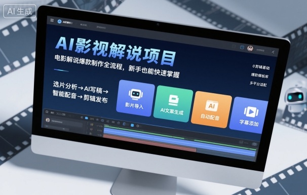 AI影视解说项目,电影解说爆款制作全流程,新手也能快速掌握-白蛇网赚