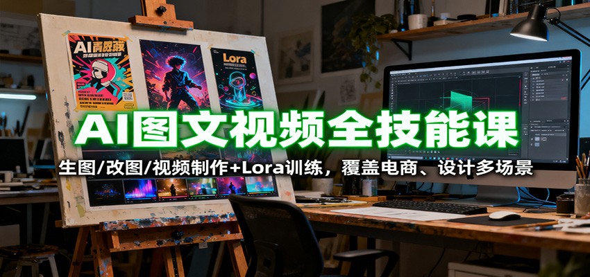 AI图文视频全技能课：生图/改图/视频制作+Lora训练，覆盖电商 、设计多场景-白蛇网赚