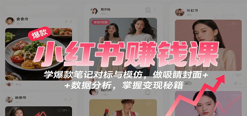 小红书赚钱课：学爆款笔记对标与模仿，做吸睛封面 + 数据分析，掌握变现秘籍-白蛇网赚