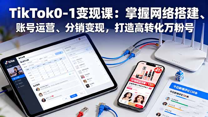 TikTok0-1变现课:掌握网络搭建、账号运营、分销变现,打造高转化万粉号-白蛇网赚