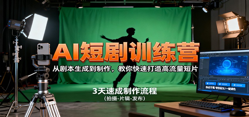 AI短剧训练营,从剧本生成到制作,教你快速打造高流量短片-白蛇网赚