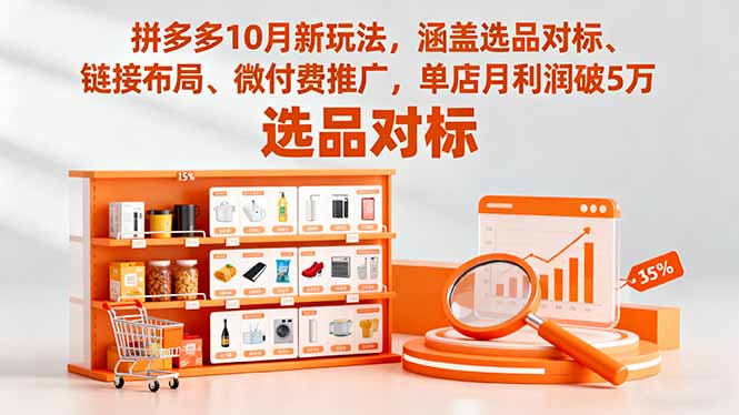 拼多多10月新玩法，涵盖选品对标、链接布局、微付费推广，单店月利润破5万-白蛇网赚