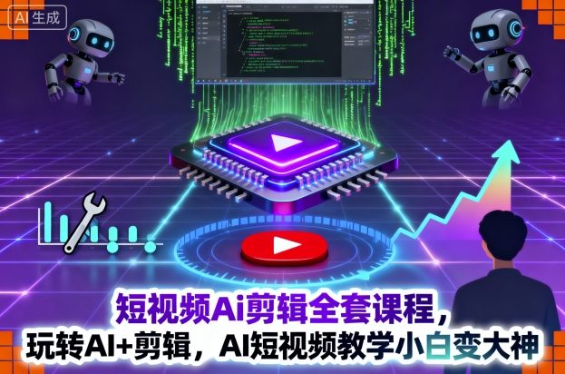 短视频Ai剪辑全套课程，玩转AI+剪辑，AI短视频教学小白变大神-白蛇网赚