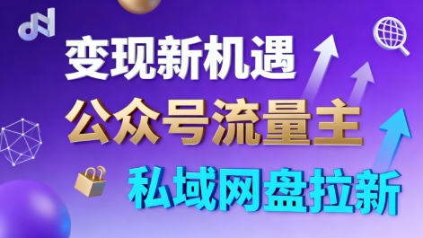 公众号流量主+私域网盘拉新，多方式变现，简单易上手，当天就有收益-白蛇网赚