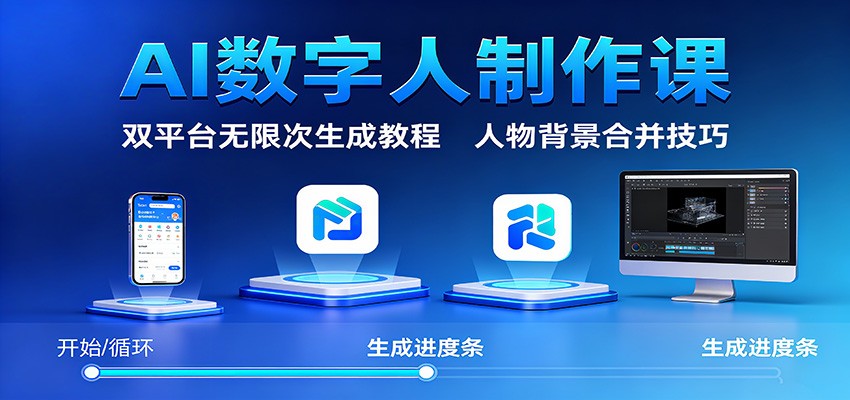AI数字人制作课:双平台无限次生成教程,人物背景合并技巧-白蛇网赚