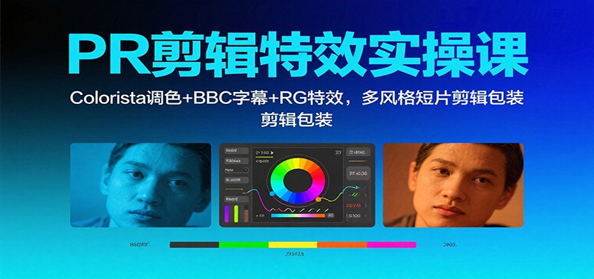 PR剪辑特效实操课：Colorista调色+BBC字幕+RG特效，多风格短片剪辑包装-白蛇网赚