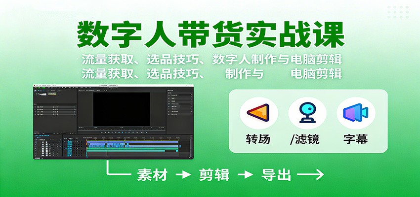 数字人变现实战课：流量获取、选品技巧、数字人制作与电脑剪辑-白蛇网赚