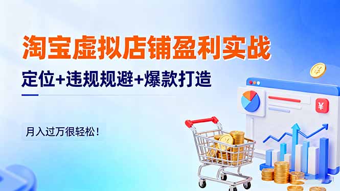 淘宝虚拟店铺盈利实战:定位+违规规避+爆款打造,月入过万很轻松!-白蛇网赚