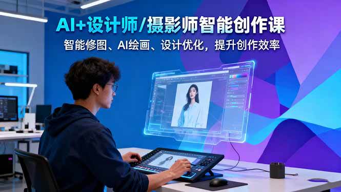 AI+设计师/摄影师智能创作课：智能修图、AI绘画、设计优化，提升创作效率-白蛇网赚