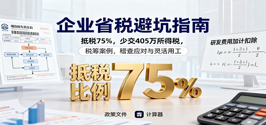 企业省税避坑指南：抵税75%，少交405万所得税，税筹案例，稽查应对与灵活用工-魔逗项目网