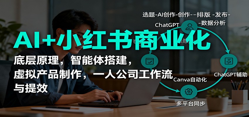 AI+小红书商业化，底层原理，智能体搭建，虚拟产品制作，一人公司工作流与提效-魔逗项目网