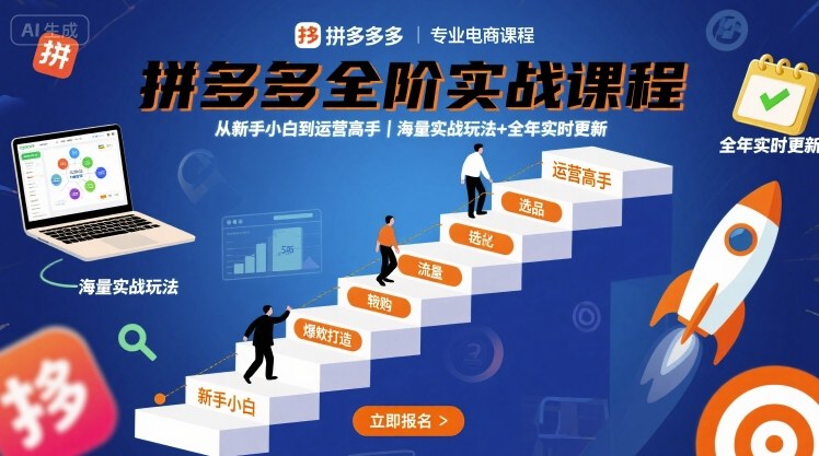 拼多多全阶实战课程，从新手小白到运营高手，海量实战玩法+全年实时更新【2025年10月更新】-白蛇网赚