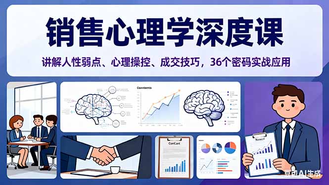 销售心理学深度课，讲解人性弱点、心理操控、成交技巧，36个密码实战应用-魔逗项目网