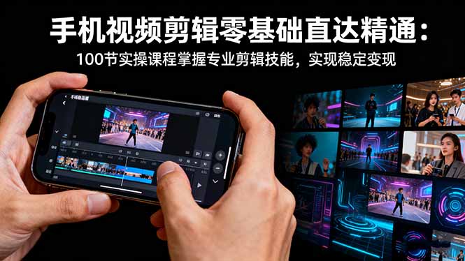 手机视频剪辑零基础直达精通:100节实操课程掌握专业剪辑技能,实现稳…-魔逗项目网