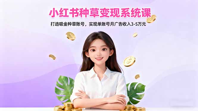 小红书种草变现系统课：打造吸金种草账号，实现单账号月广告收入3-5万元-白蛇网赚