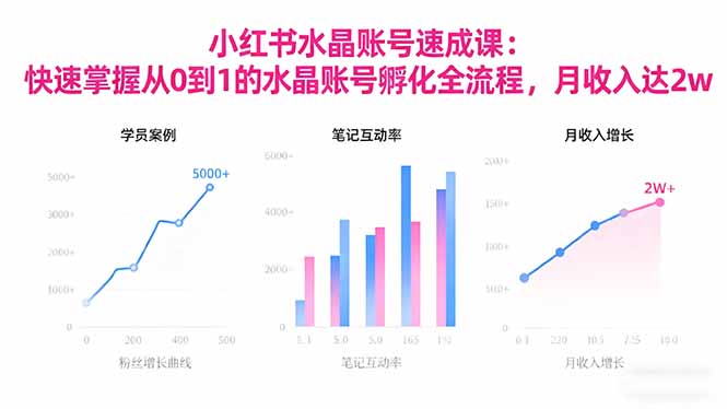 2025小红书水晶账号速成课：快速掌握从0-1水晶账号孵化全流程，月收入达2w-白蛇网赚