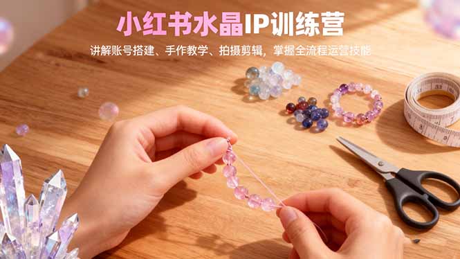 小红书水晶IP训练营，讲解账号搭建、手作教学、拍摄剪辑，全流程运营技能-白蛇网赚