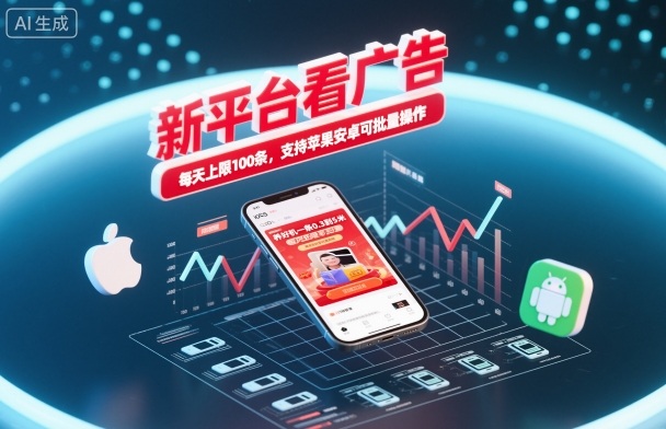 新平台看广告，养好机一条0.3到5米，每天上限100条，支持苹果安卓可批量操作-魔逗项目网