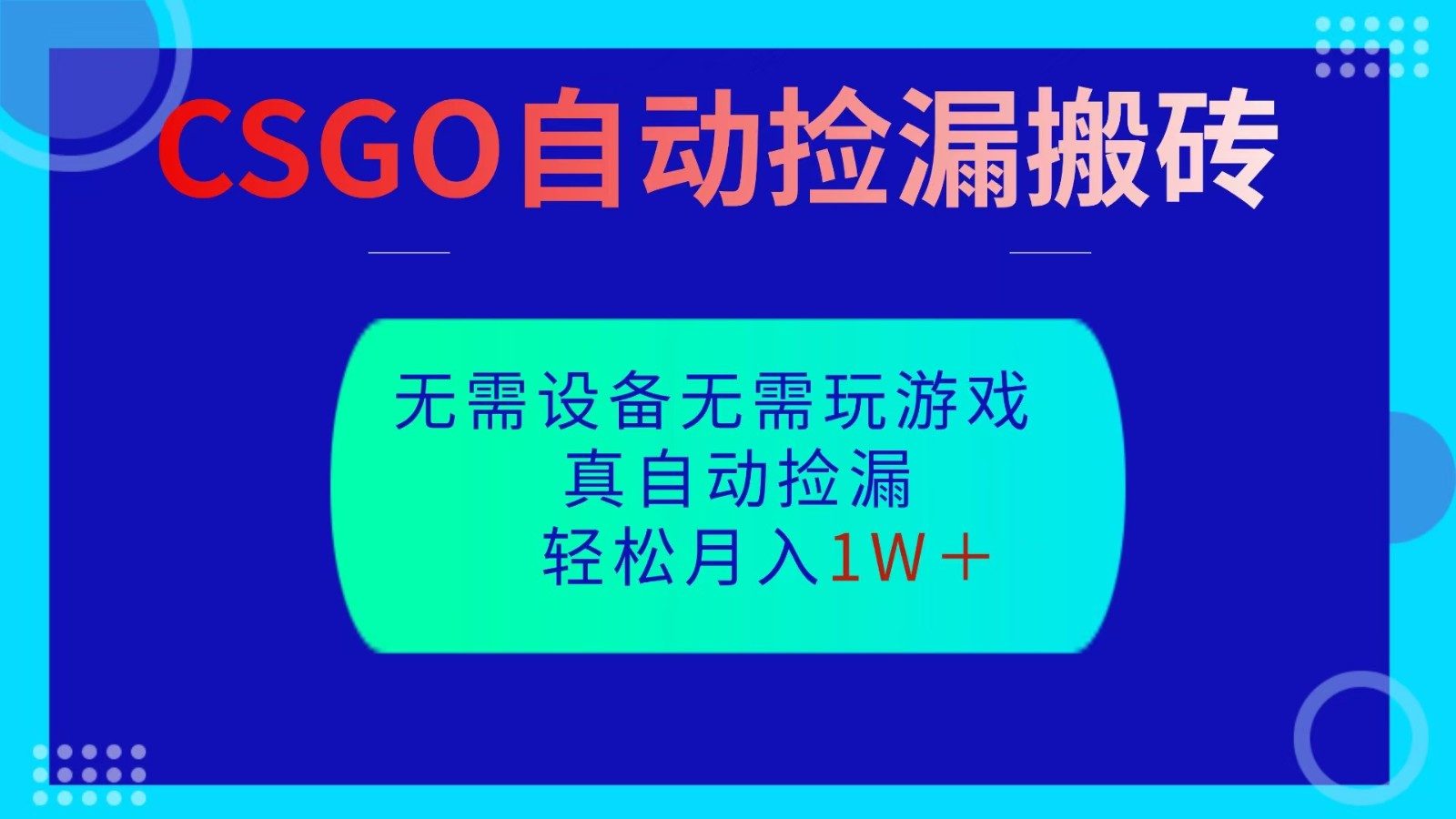 CSGO自动捡漏搬砖，当天操作当天见结果，无需了解游戏，包教包会包落地-魔逗项目网