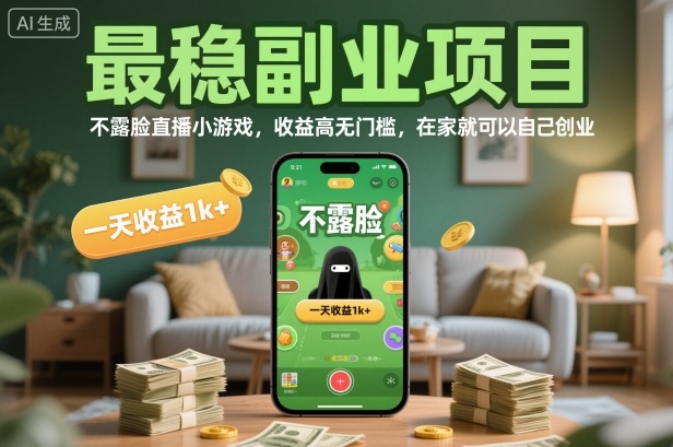 最稳副业项目,不露脸直播小游戏,收益高无门槛,一天收益1k+,在家就可以自己创业【揭秘】-魔逗项目网