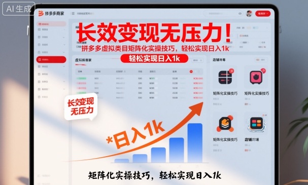 长效变现无压力!拼多多虚拟类目矩阵化实操技巧,轻松实现日入1k【揭秘】-白蛇网赚