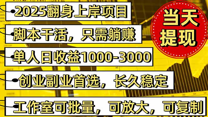 2025翻身上岸项目脚本干活,内部客户经理内部开号,单人日收益1000-300…-魔逗项目网