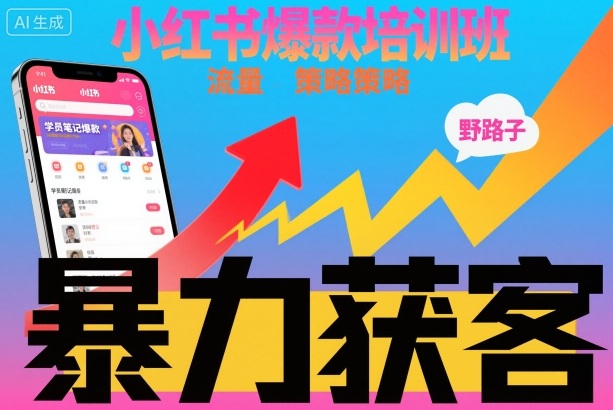 小红书爆款培训班,小红书获客野路子流量打法,暴力持续获客-白蛇网赚