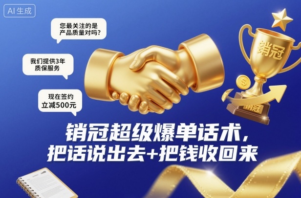 销冠超级爆单话术,把话说出去+把钱收回来-白蛇网赚
