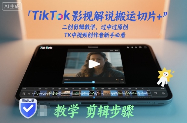 TikTok影视解说搬运切片+二创剪辑教学，过中过原创，TK中视频创作者新手必看-白蛇网赚