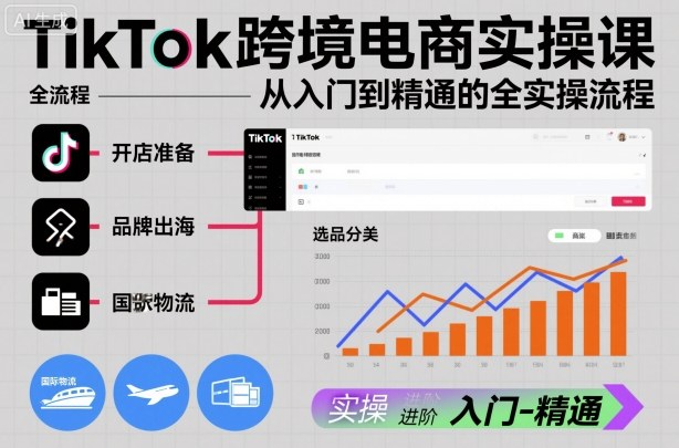 TikTok跨境电商实操课，从入门到精通的全实操流程-白蛇网赚